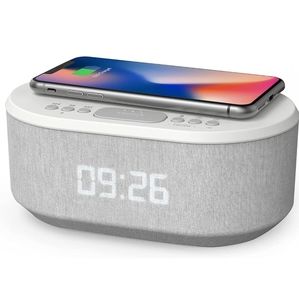 i-box Dawn Bedside Alarm Clock with Wireless Charging  white